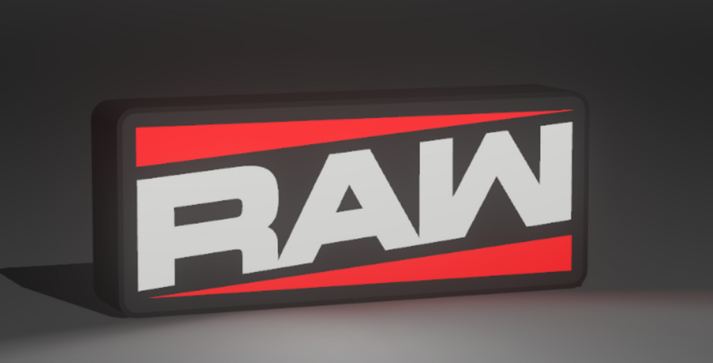 Decorative WWE RAW LED Lightbox Sign USB Powered Mancave Wrestling Room