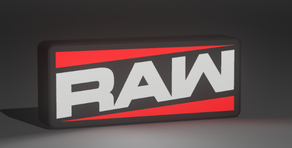 Decorative WWE RAW LED Lightbox Sign USB Powered Mancave Wrestling Room