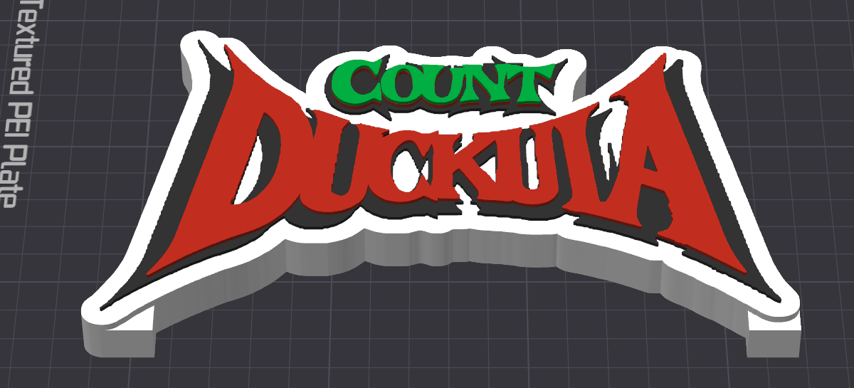 Decorative Count Duckula Logo 3D Print Display Self Standing