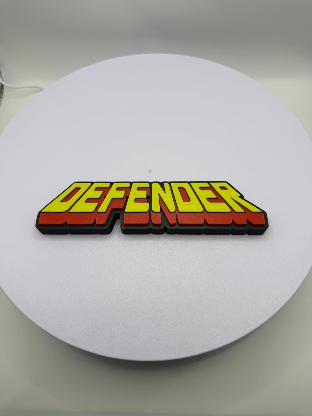 Decorative Original Defender Gaming logo Retro Sign Display