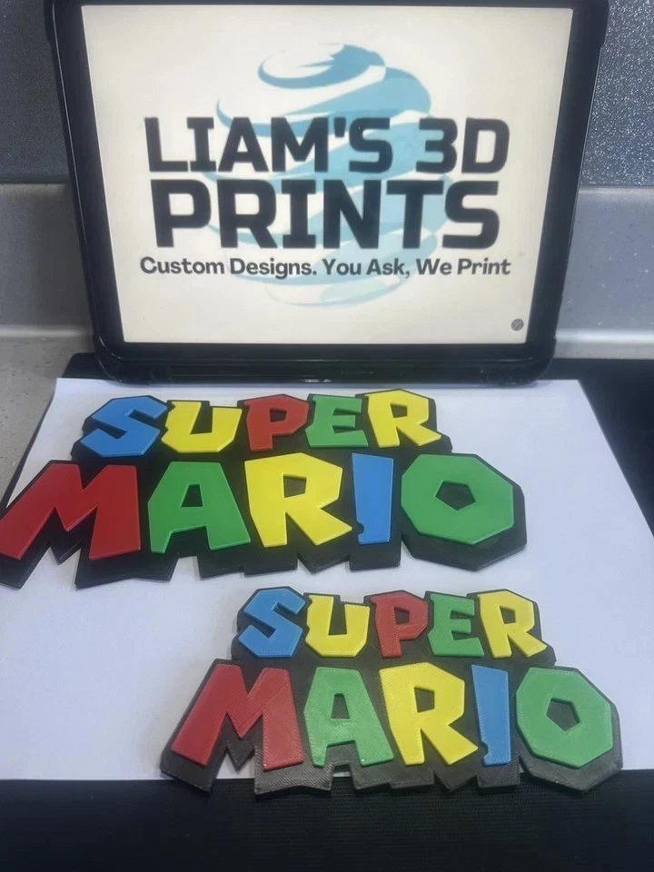 Decorative Nintendo Super Mario Logo Character Wall Display 3D Print 2 Sizes