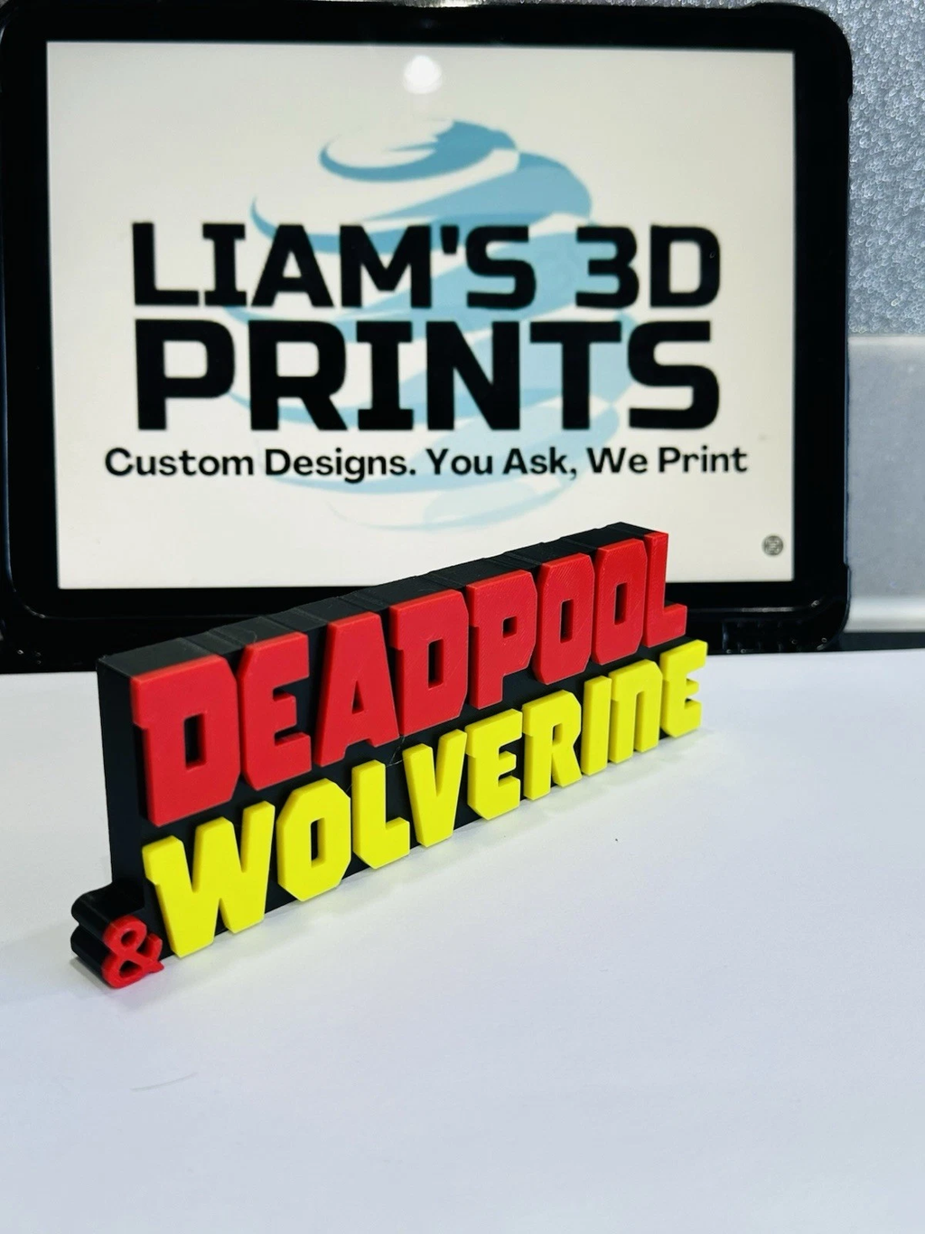 Decorative Deadpool & Wolverine Marvel logo Film Sign Display Pops Self Standing