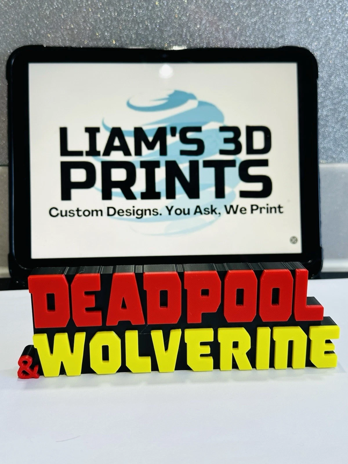 Decorative Deadpool & Wolverine Marvel logo Film Sign Display Pops Self Standing