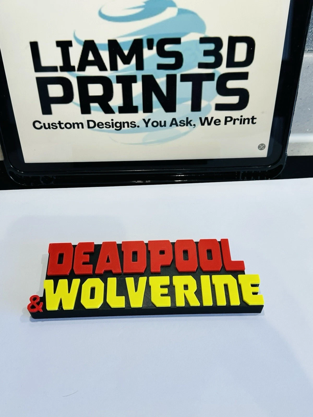 Decorative Deadpool & Wolverine Marvel logo Film Sign Display Pops Self Standing