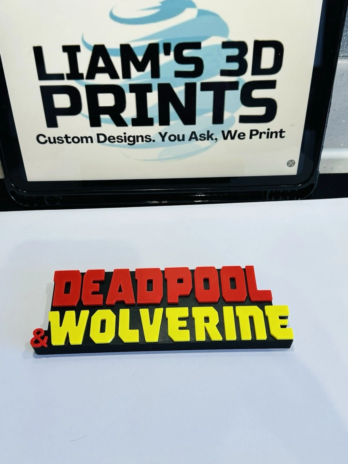 Decorative Deadpool & Wolverine Marvel logo Film Sign Display Pops Self Standing