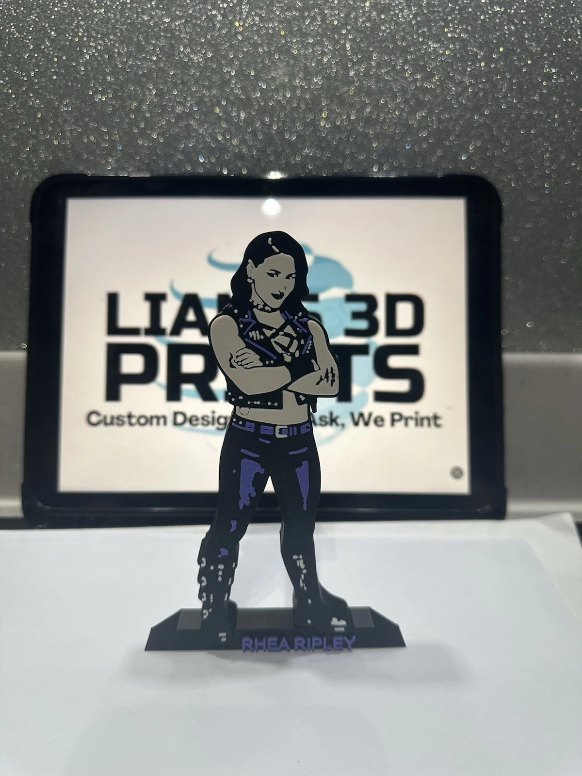 Decorative Rhea Ripley Wrestling Table Stand Room Sign Display