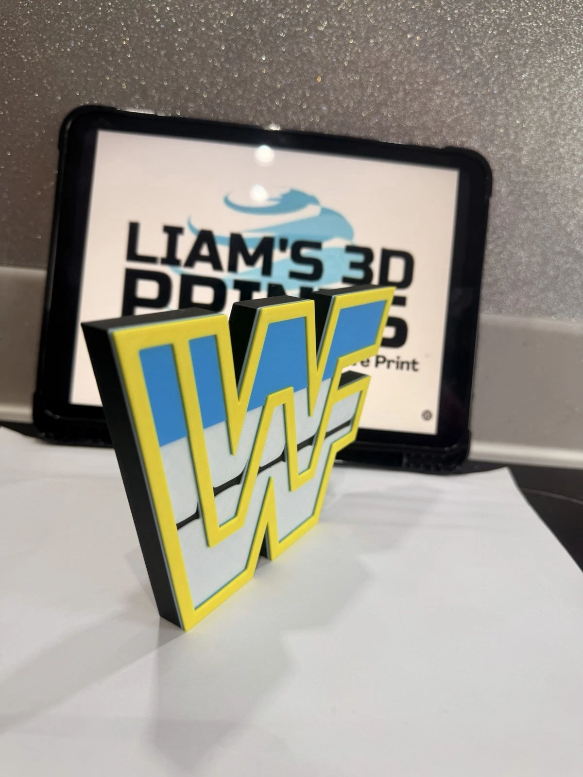 Decorative WWF Retro Logo Self Standing Shelf 3D Print Wrestling
