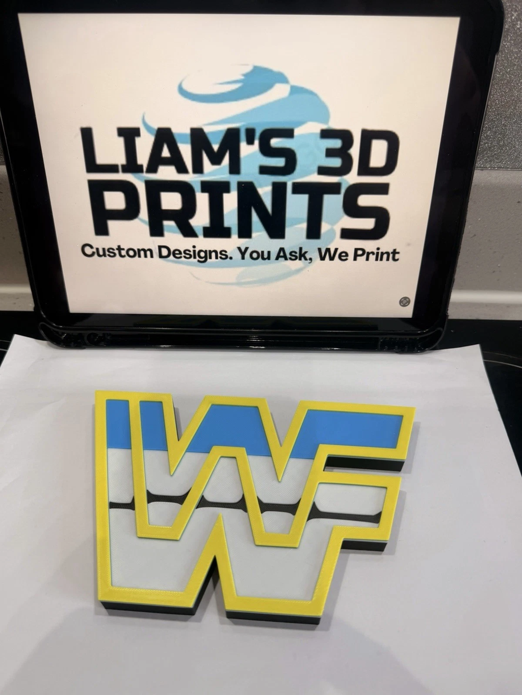 Decorative WWF Retro Logo Self Standing Shelf 3D Print Wrestling