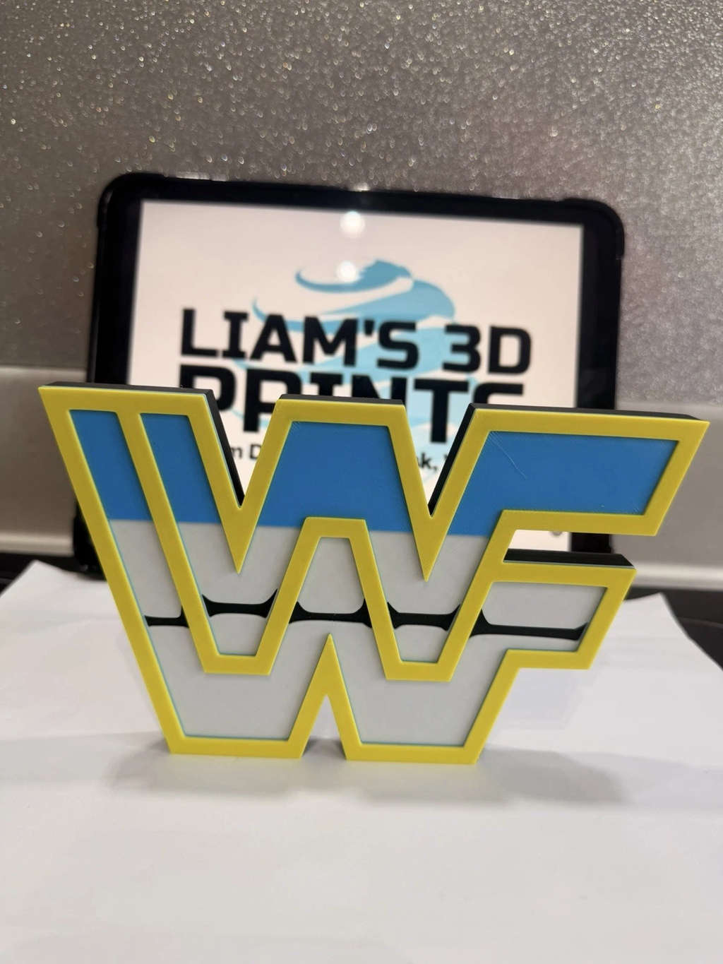 Decorative WWF Retro Logo Self Standing Shelf 3D Print Wrestling
