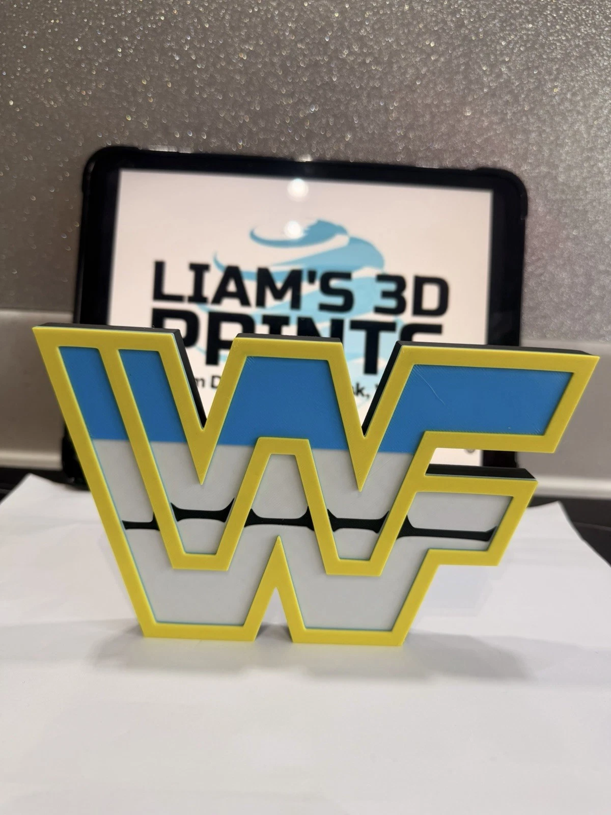 Decorative WWF Retro Logo Self Standing Shelf 3D Print Wrestling