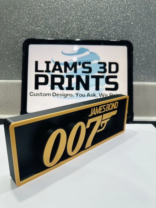 Decorative 007 James Bond Box Sign Shelf Wall Logo Display Film 3D Print 2 Sizes