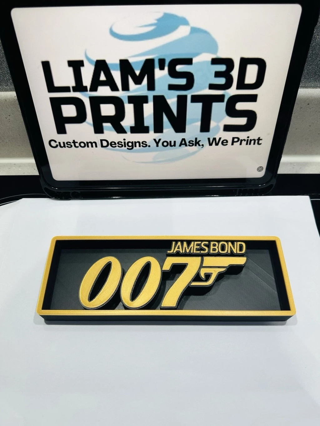 Decorative 007 James Bond Box Sign Shelf Wall Logo Display Film 3D Print 2 Sizes