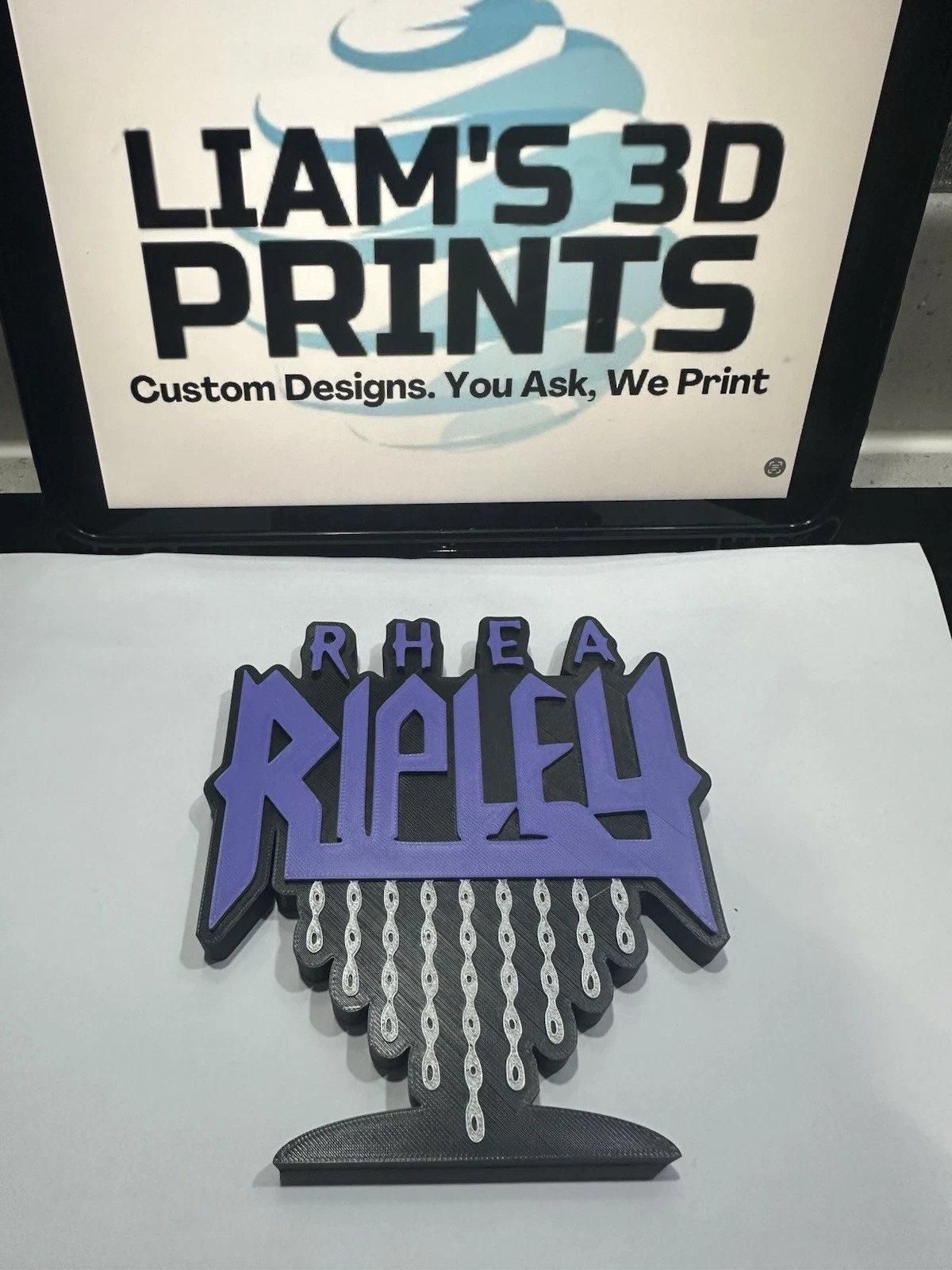 Decorative Rhea Ripley Wording Wrestling Table Stand Room Sign Display Wwe