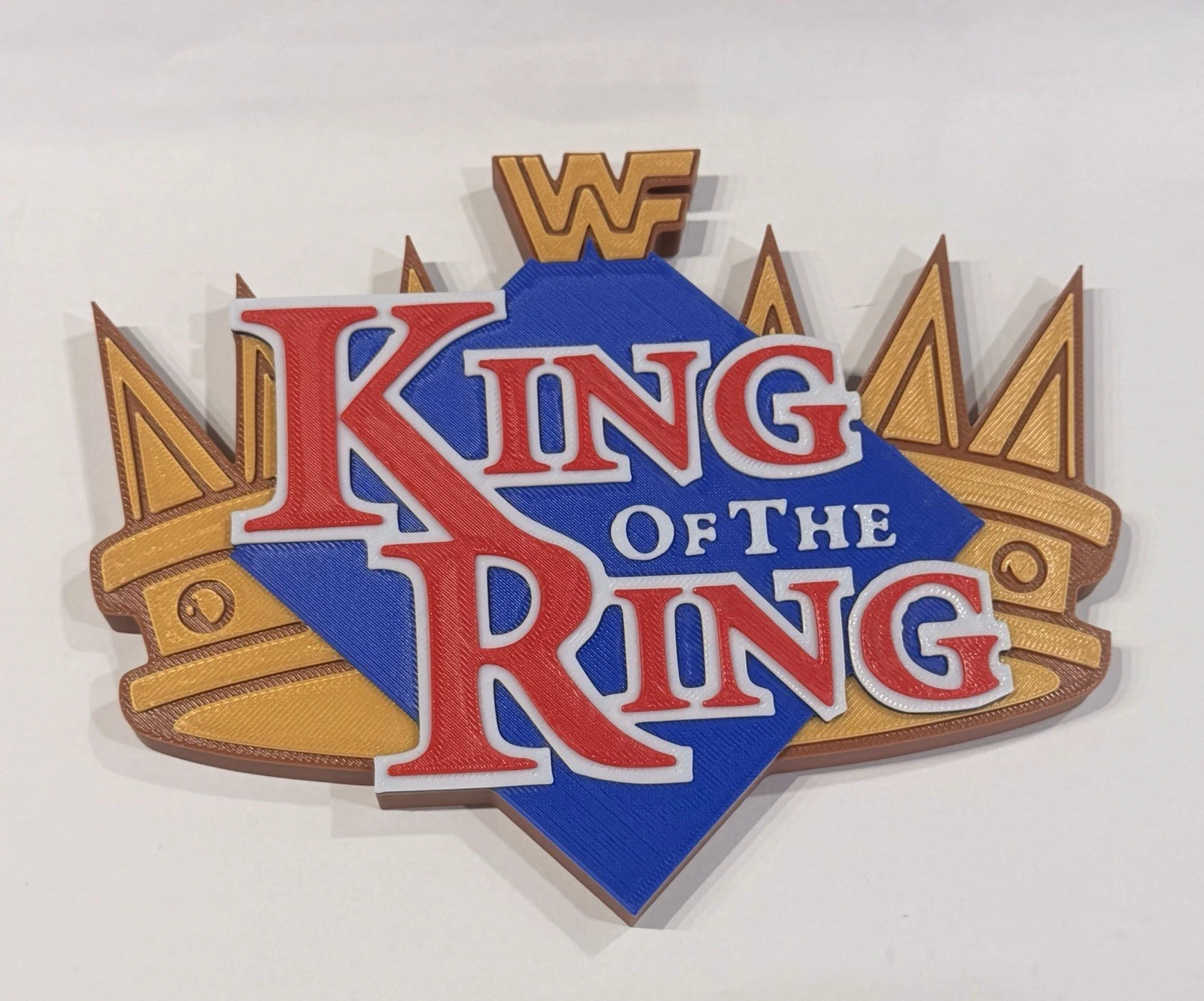 Decorative King Of The Ring WWE WWF Logo Self Standing Shelf 3D Print