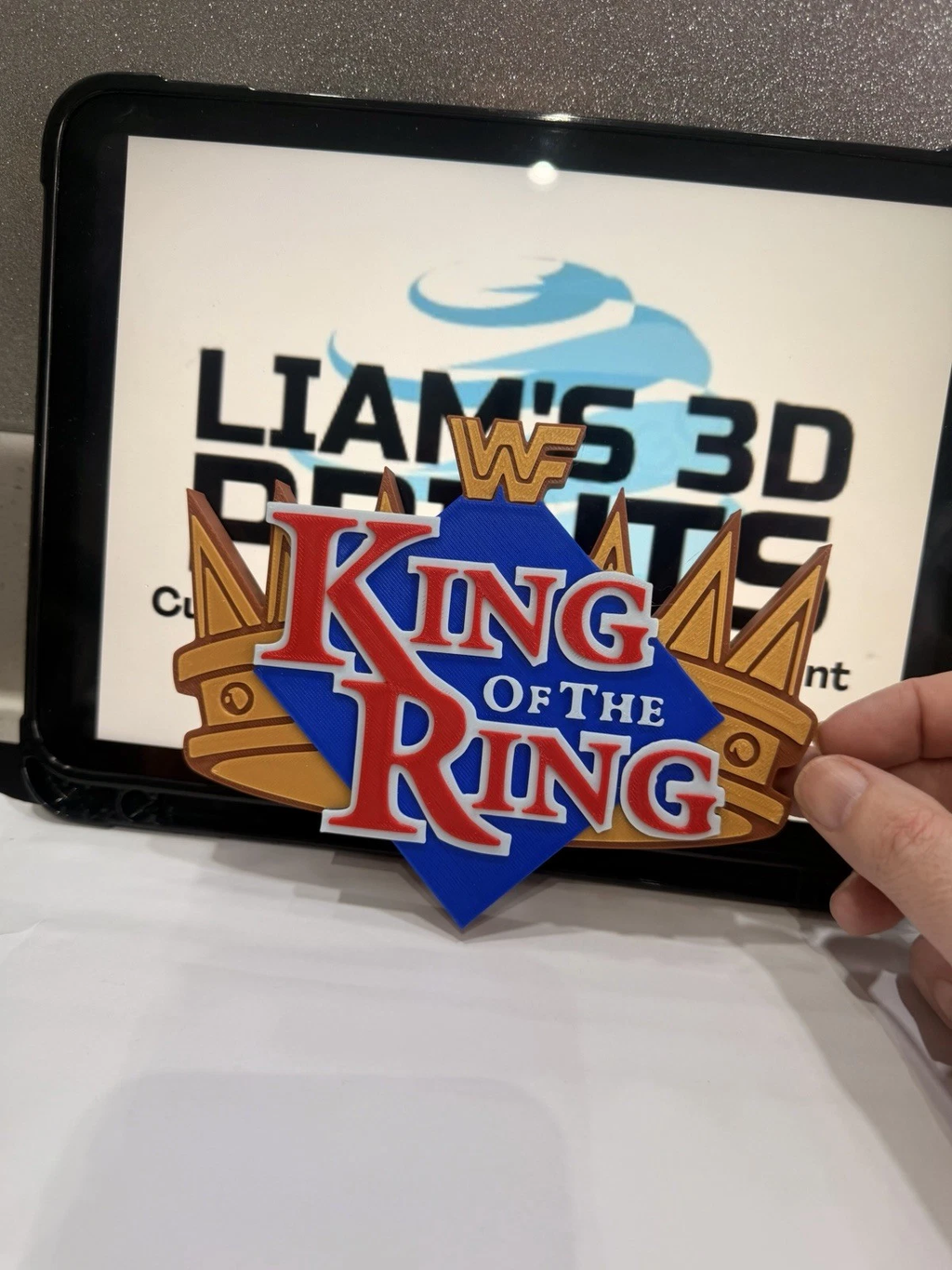 Decorative King Of The Ring WWE WWF Logo Self Standing Shelf 3D Print