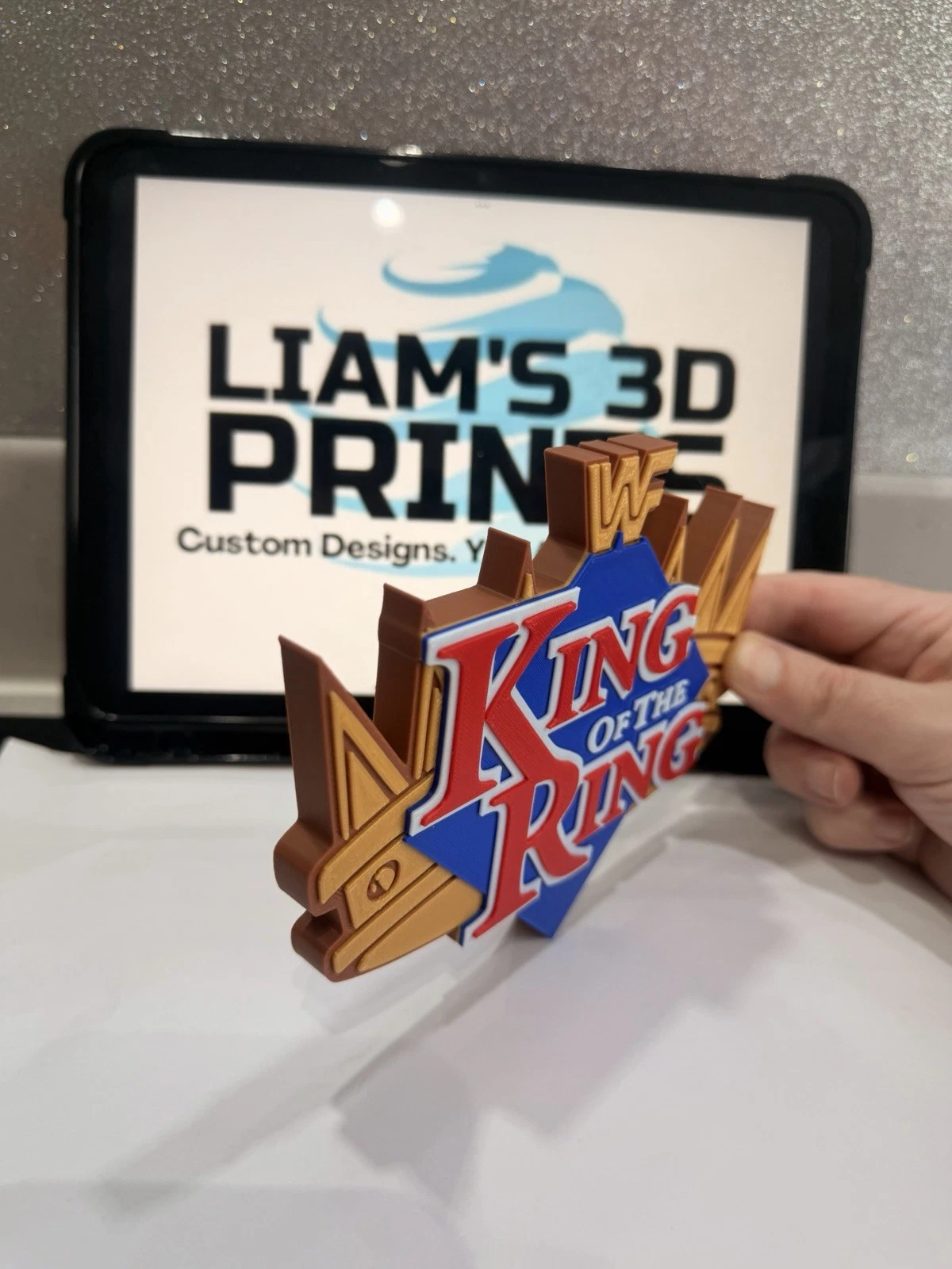 Decorative King Of The Ring WWE WWF Logo Self Standing Shelf 3D Print