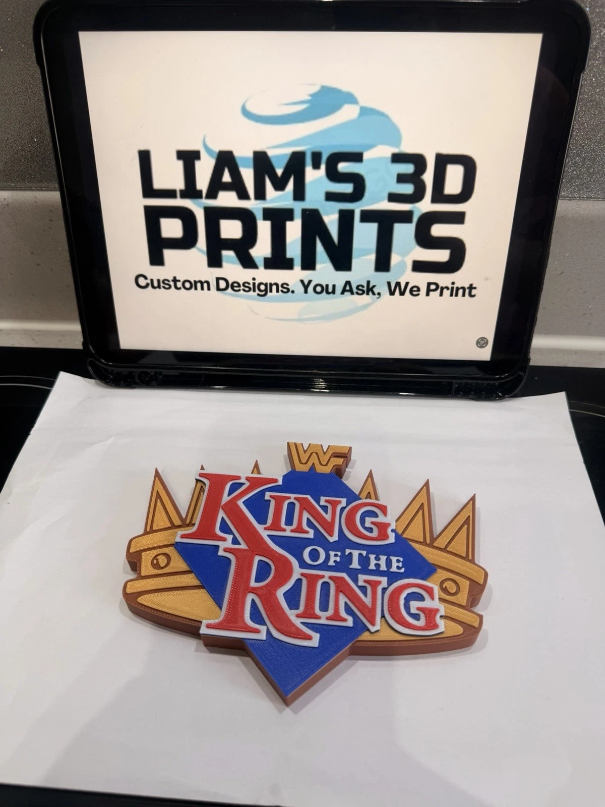 Decorative King Of The Ring WWE WWF Logo Self Standing Shelf 3D Print