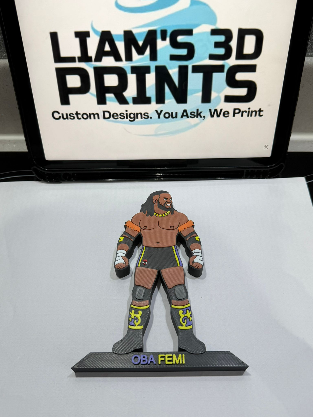Decorative Oba Femi Wrestler Table Stand Room Sign Display Wrestling WWE