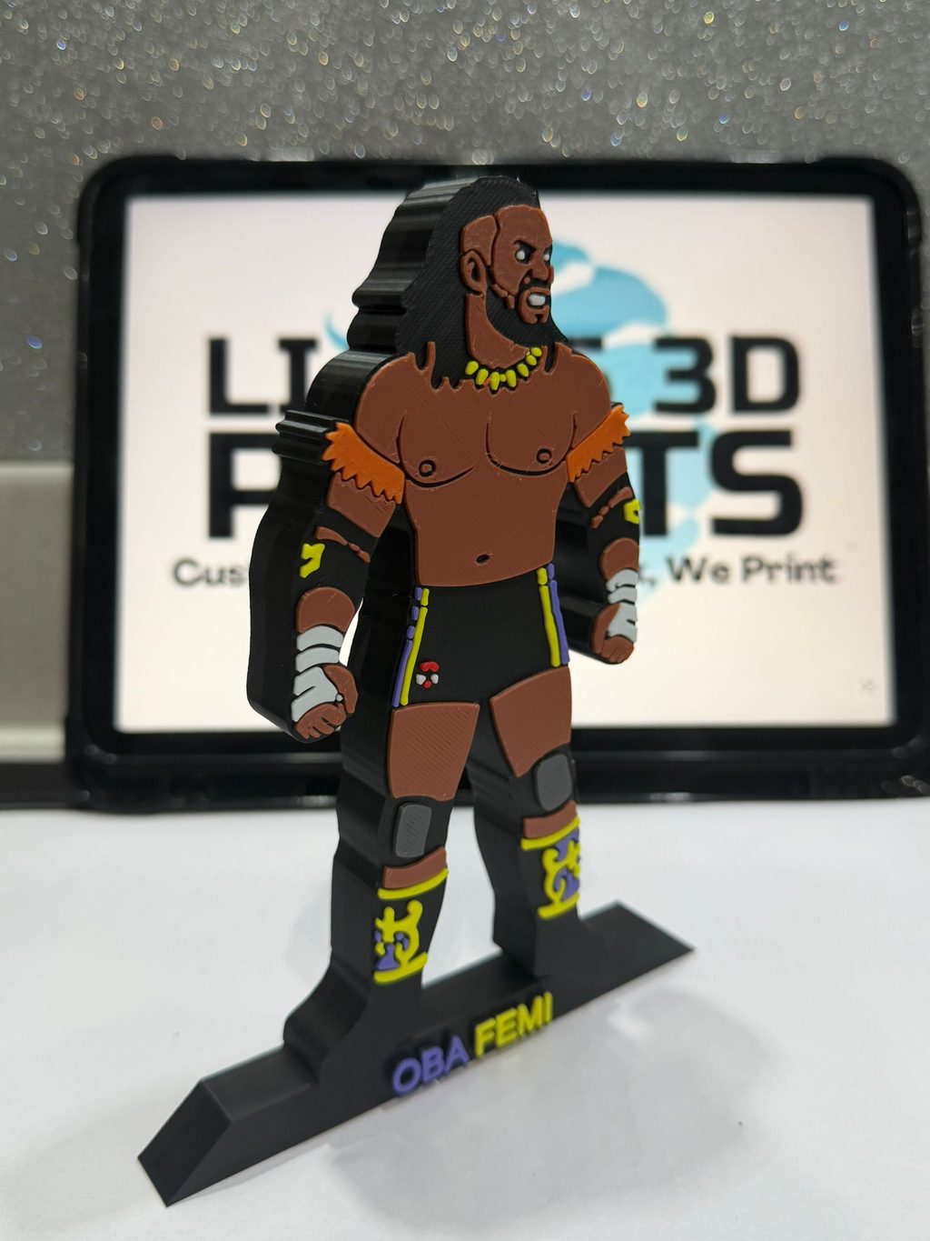 Decorative Oba Femi Wrestler Table Stand Room Sign Display Wrestling WWE