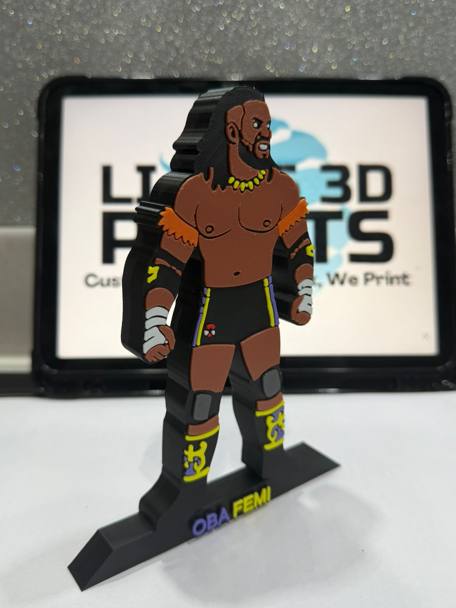 Decorative Oba Femi Wrestler Table Stand Room Sign Display Wrestling WWE