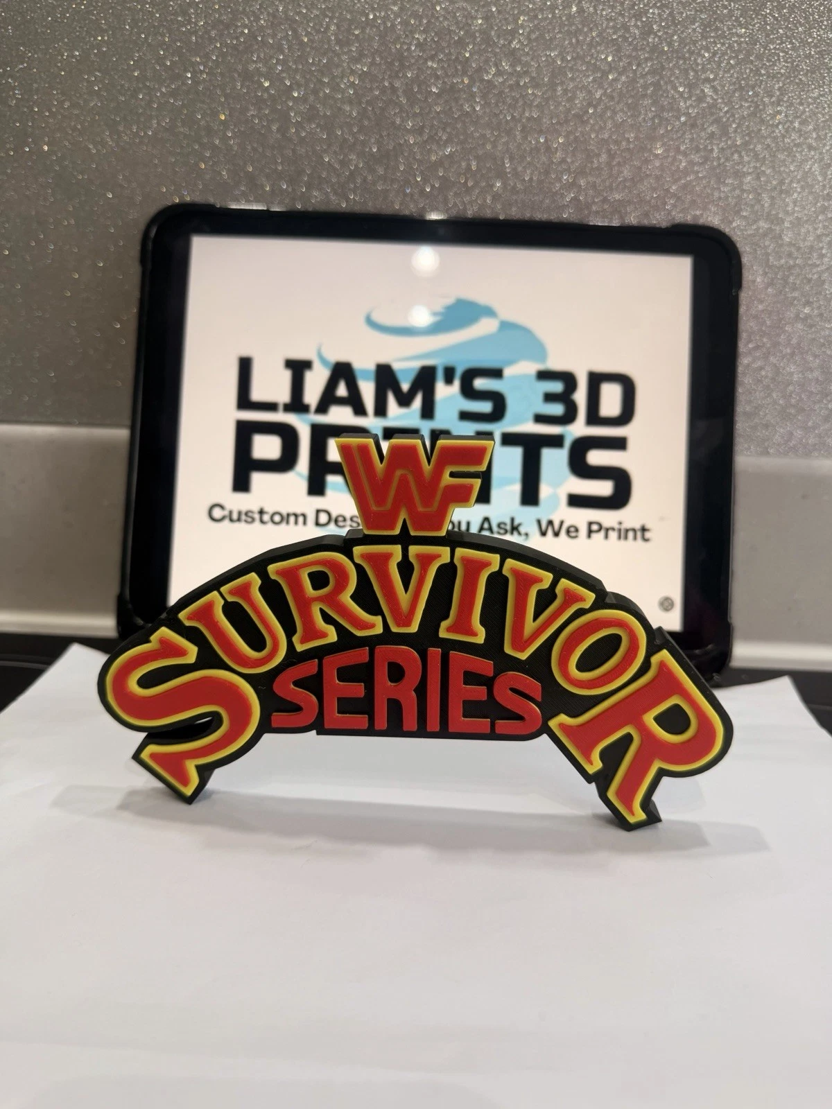Decorative Survivor Series WWE WWF Logo Self Standing Shelf 3D Print