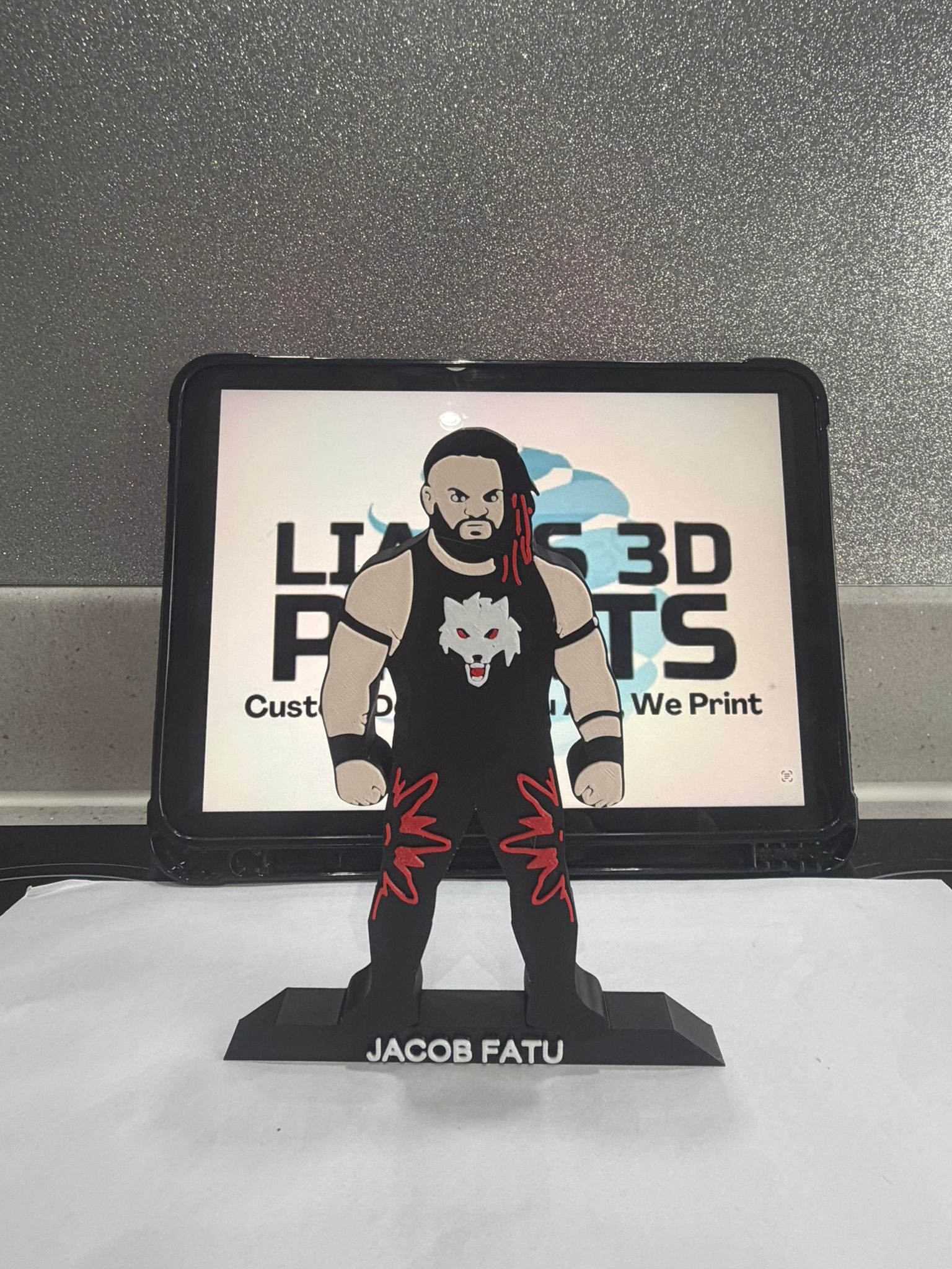 Decorative Jacob Fatu Wrestler Table Stand Room Sign Display Wrestling WWE