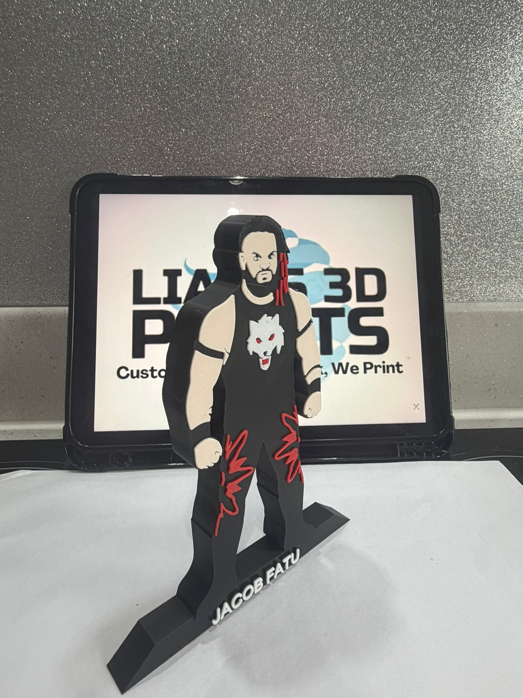 Decorative Jacob Fatu Wrestler Table Stand Room Sign Display Wrestling WWE