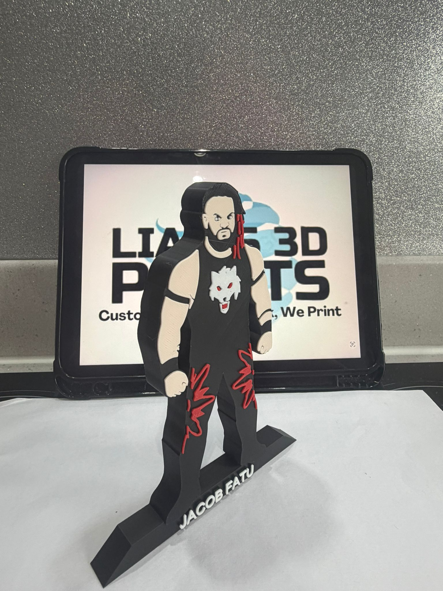 Decorative Jacob Fatu Wrestler Table Stand Room Sign Display Wrestling WWE