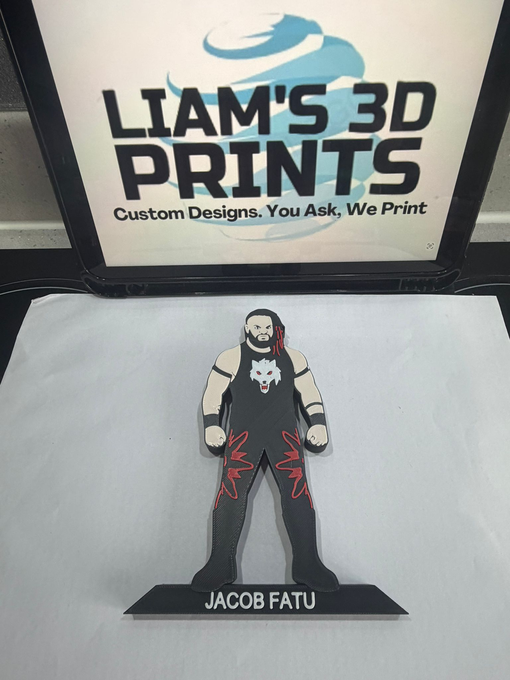 Decorative Jacob Fatu Wrestler Table Stand Room Sign Display Wrestling WWE