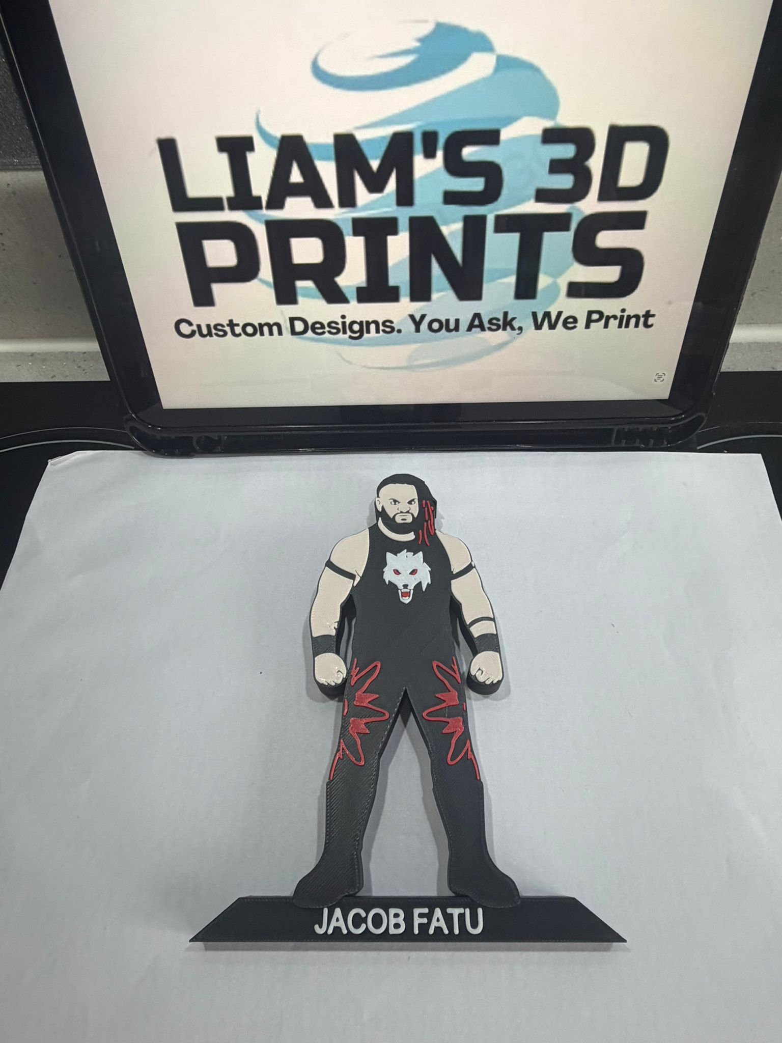 Decorative Jacob Fatu Wrestler Table Stand Room Sign Display Wrestling WWE