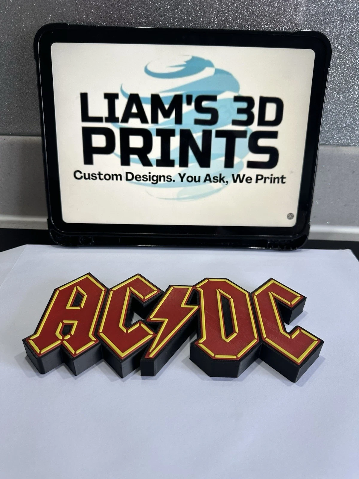 Decorative AC/DC ACDC Music Logo 3D Print Self Standing Display Shelf