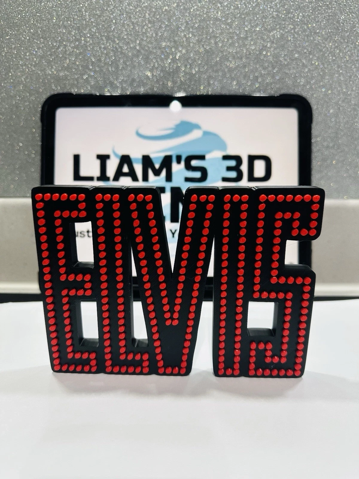 Decorative ELVIS Music Logo 3D Print Self Standing Display Shelf
