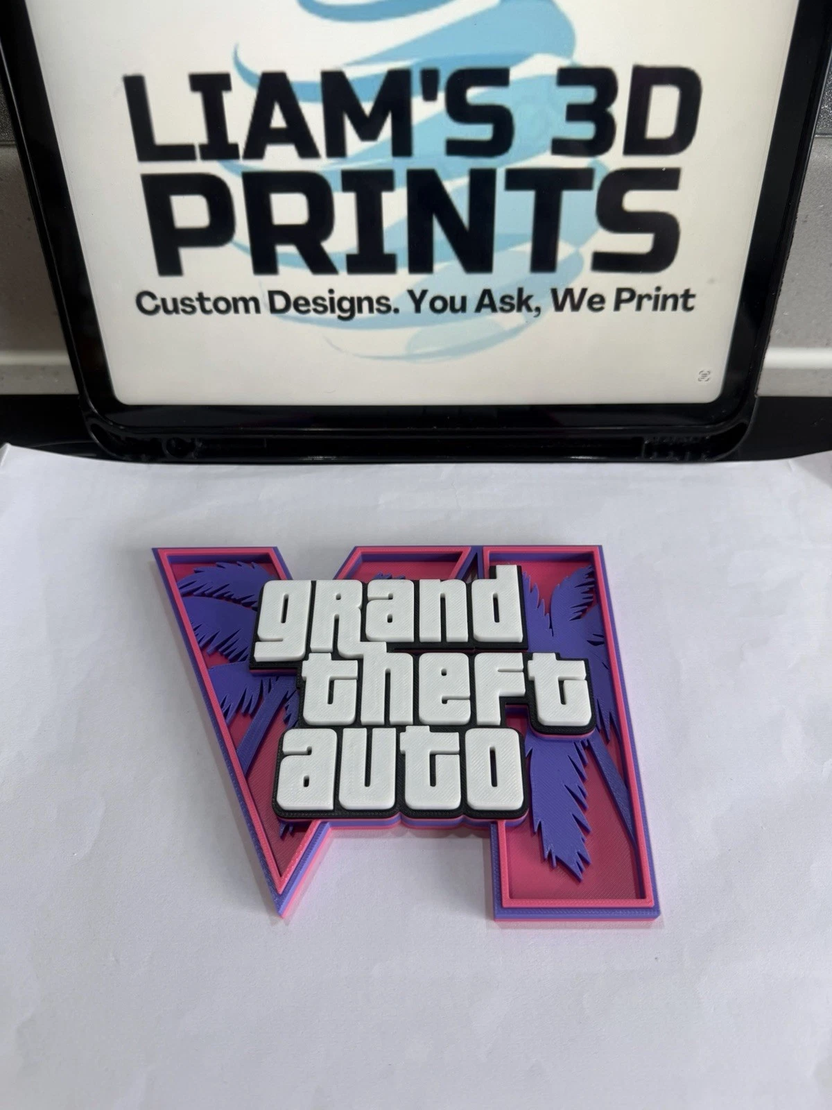 Decorative Grand Theft Auto GTA 6 VI Game Gaming Logo Self Standing Shelf Room