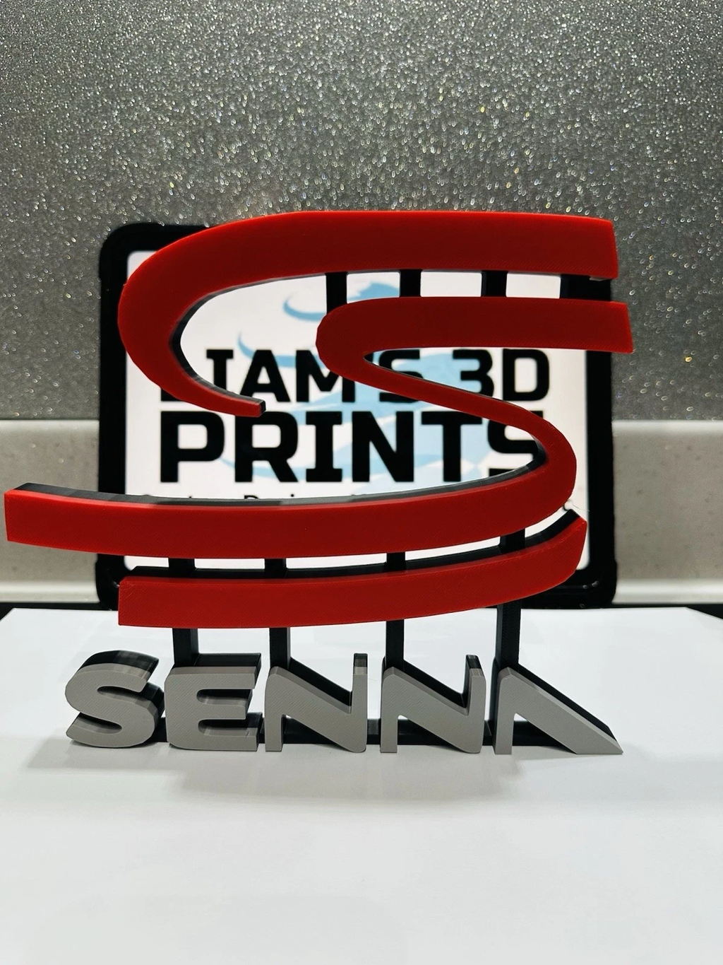 Decorative Ayrton Senna Self Standing Logo Wall Plaque 3D Print