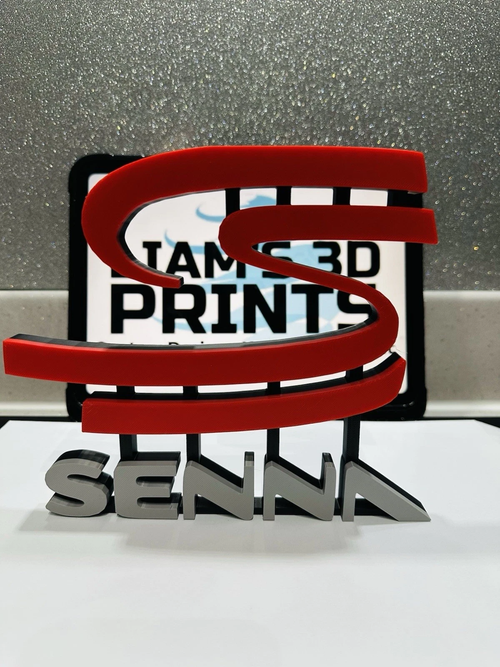 Decorative Ayrton Senna Self Standing Logo Wall Plaque 3D Print