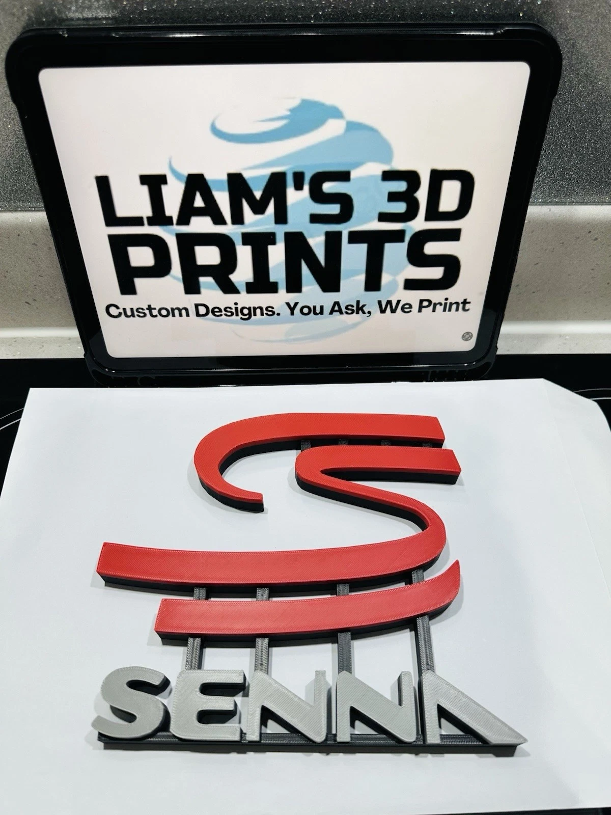 Decorative Ayrton Senna Self Standing Logo Wall Plaque 3D Print