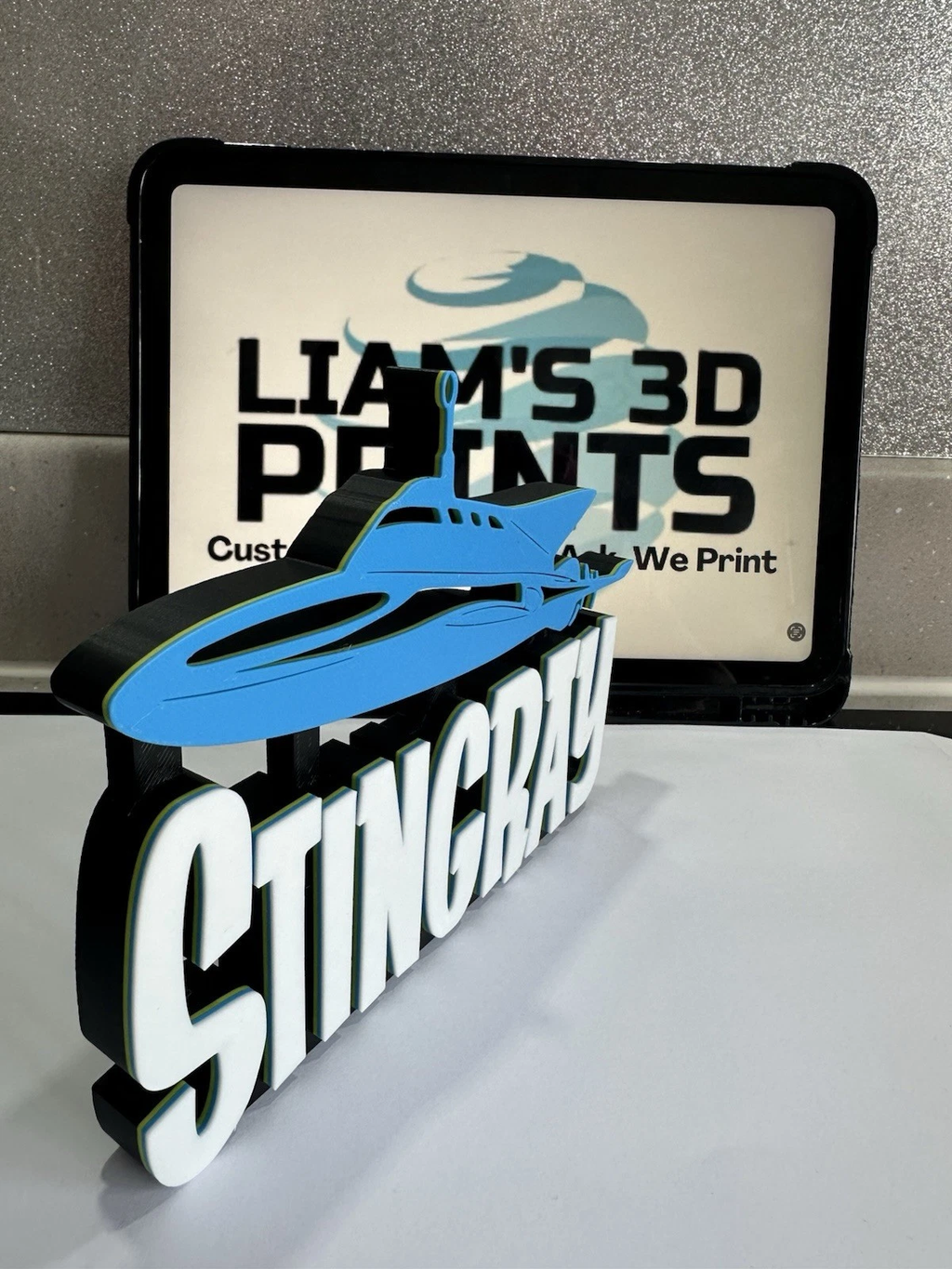 Decorative Stingray Self Standing TV Logo Retro Room Sign Display