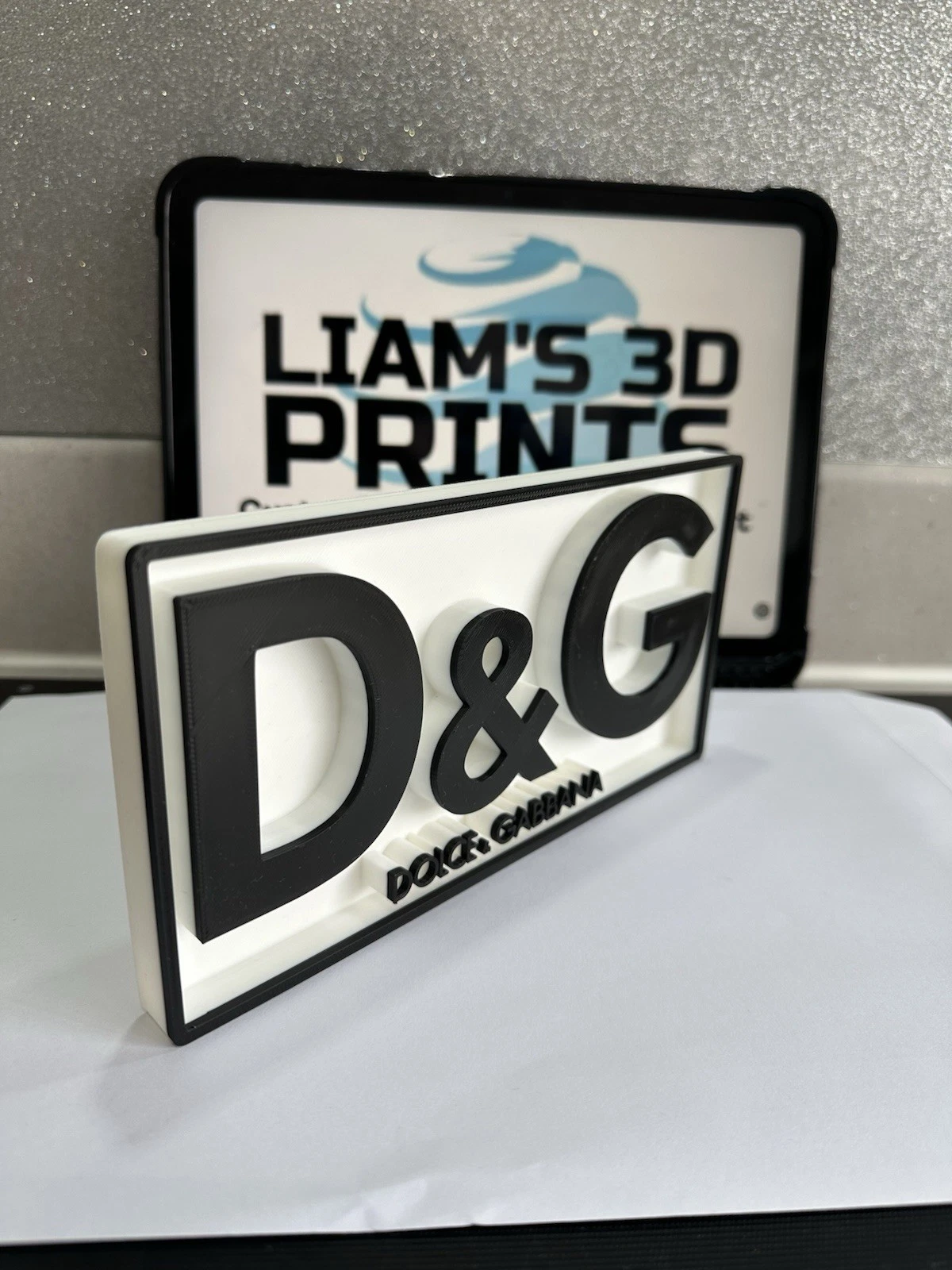 Decorative Designer D&G Dolce & Gabbana logo Sign Display Mancave Two Colour