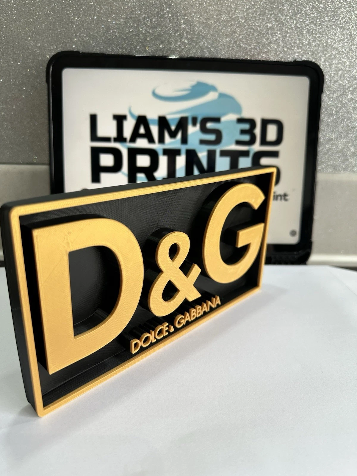 Decorative Designer D&G Dolce & Gabbana logo Sign Display Mancave Two Colour
