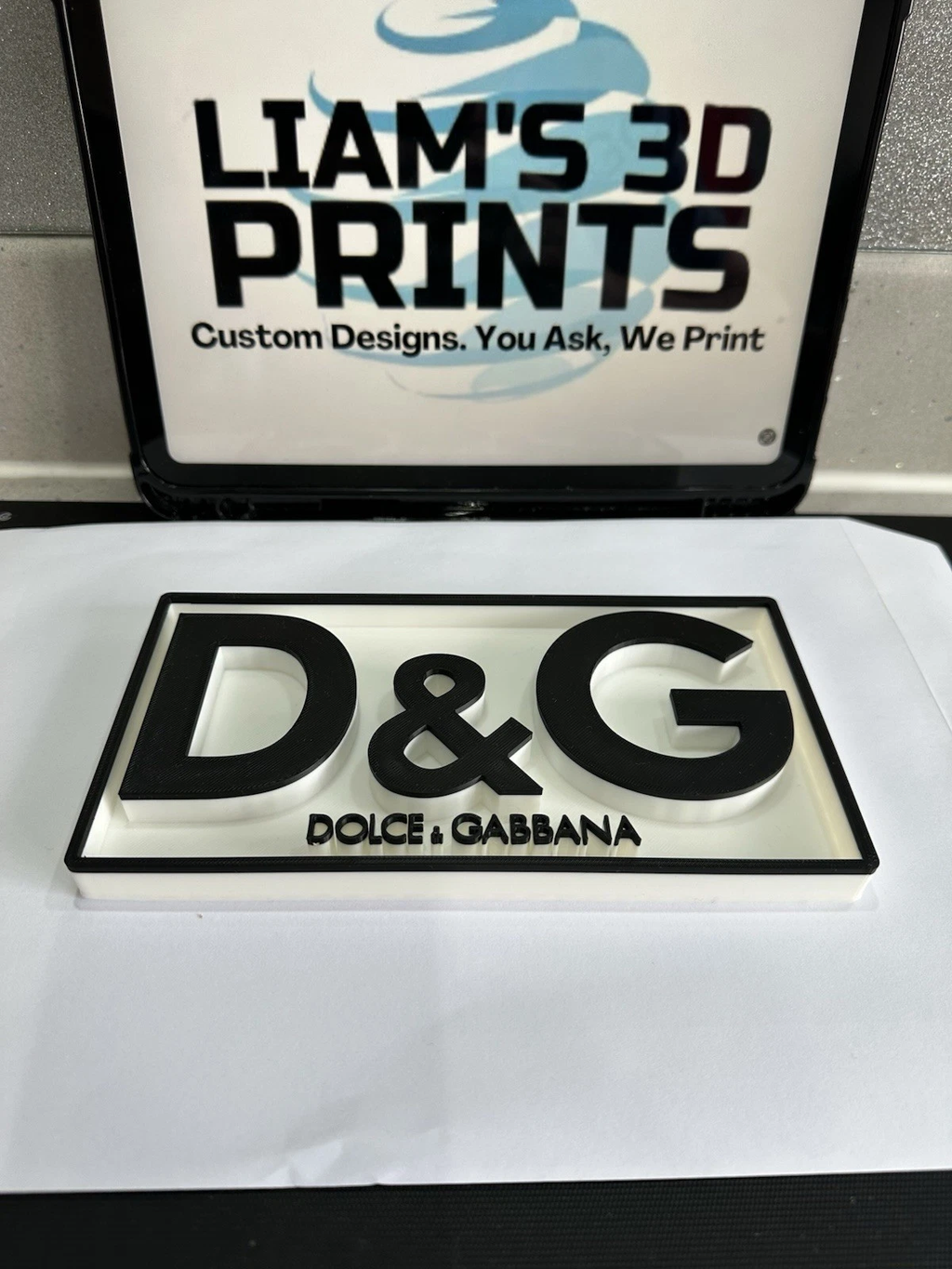 Decorative Designer D&G Dolce & Gabbana logo Sign Display Mancave Two Colour