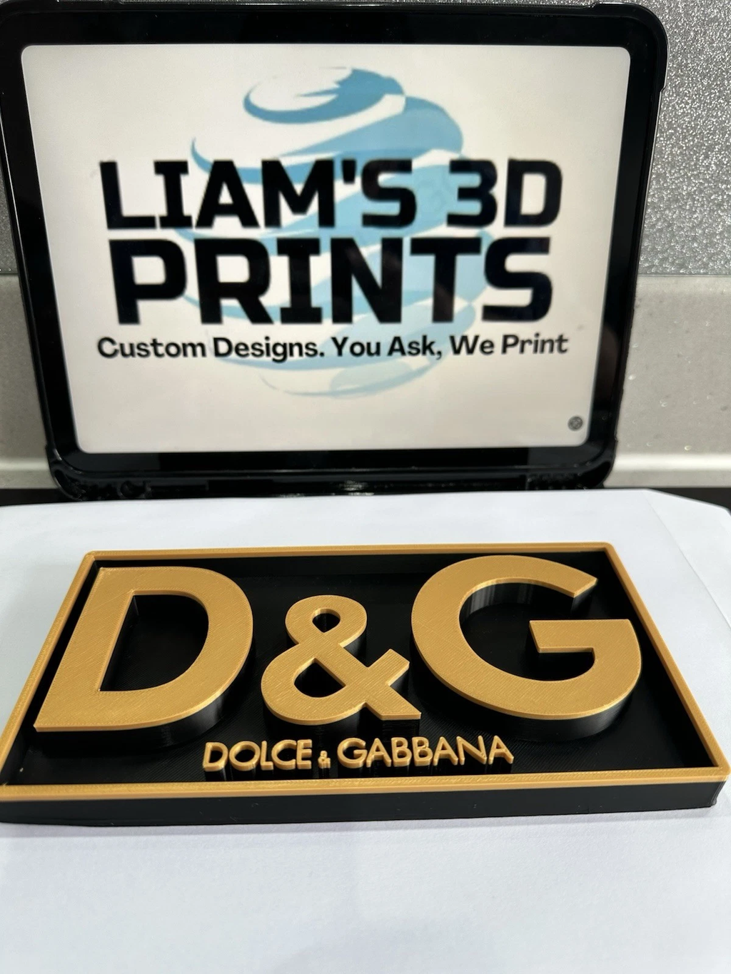 Decorative Designer D&G Dolce & Gabbana logo Sign Display Mancave Two Colour
