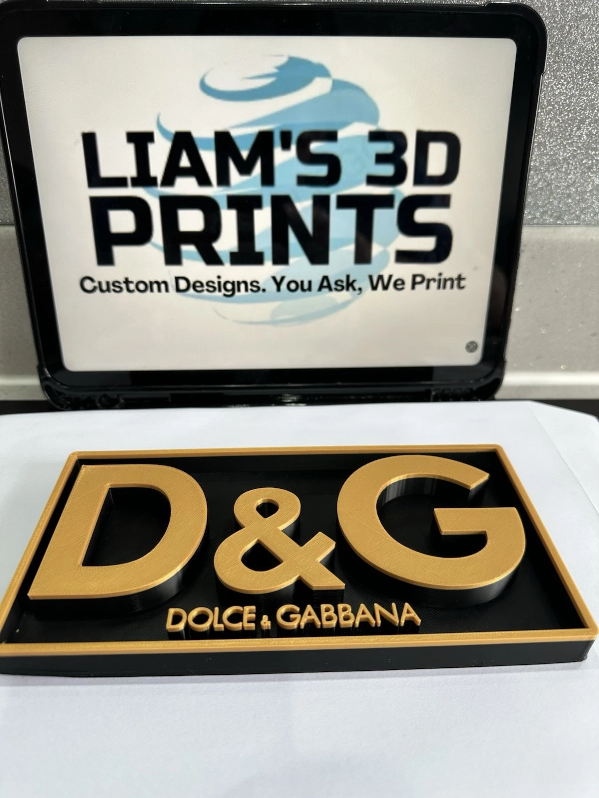 Decorative Designer D&G Dolce & Gabbana logo Sign Display Mancave Two Colour