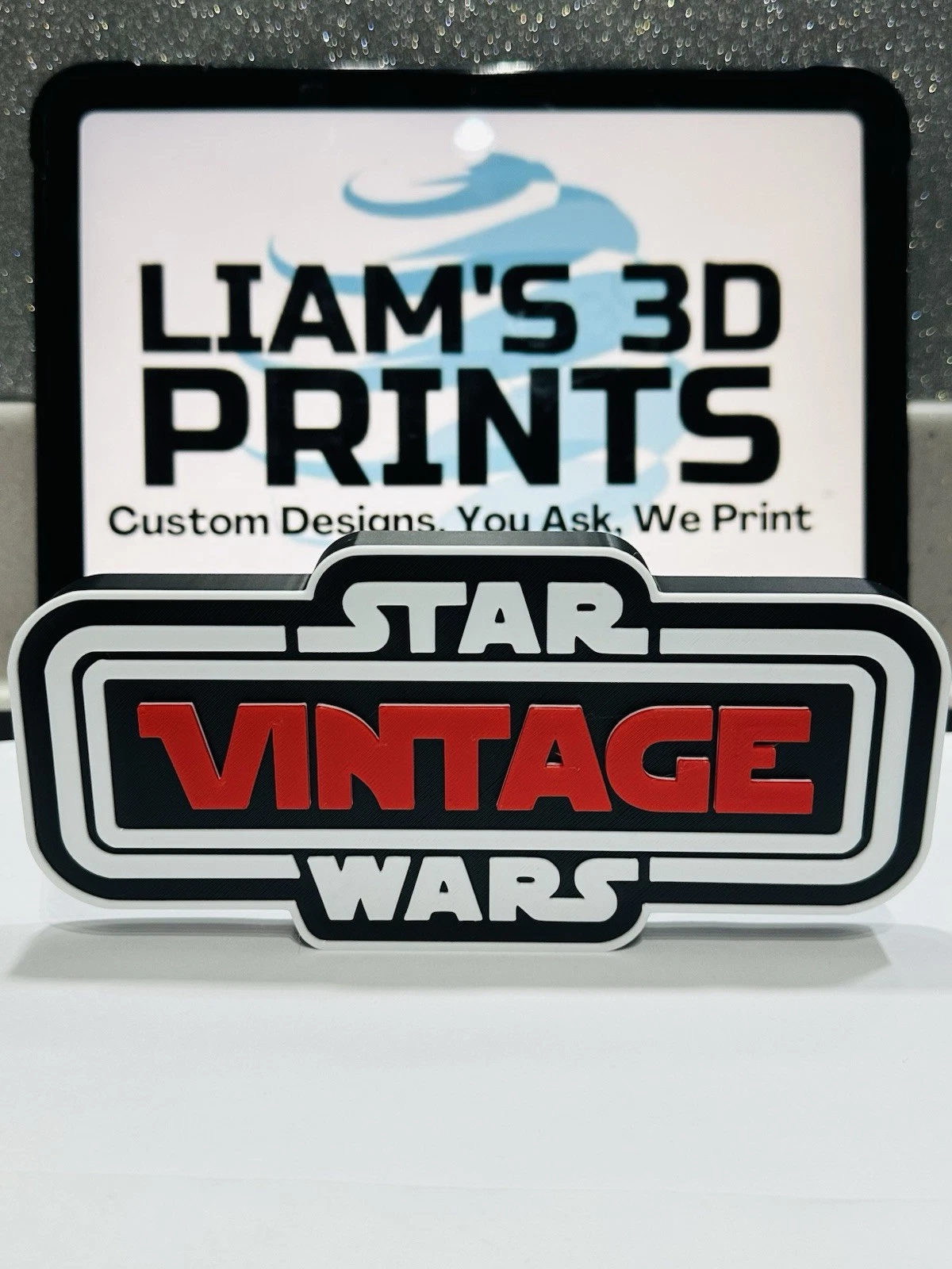 Decorative Star Wars Vintage logo Sign Display Self Standing Retro Toys Figures