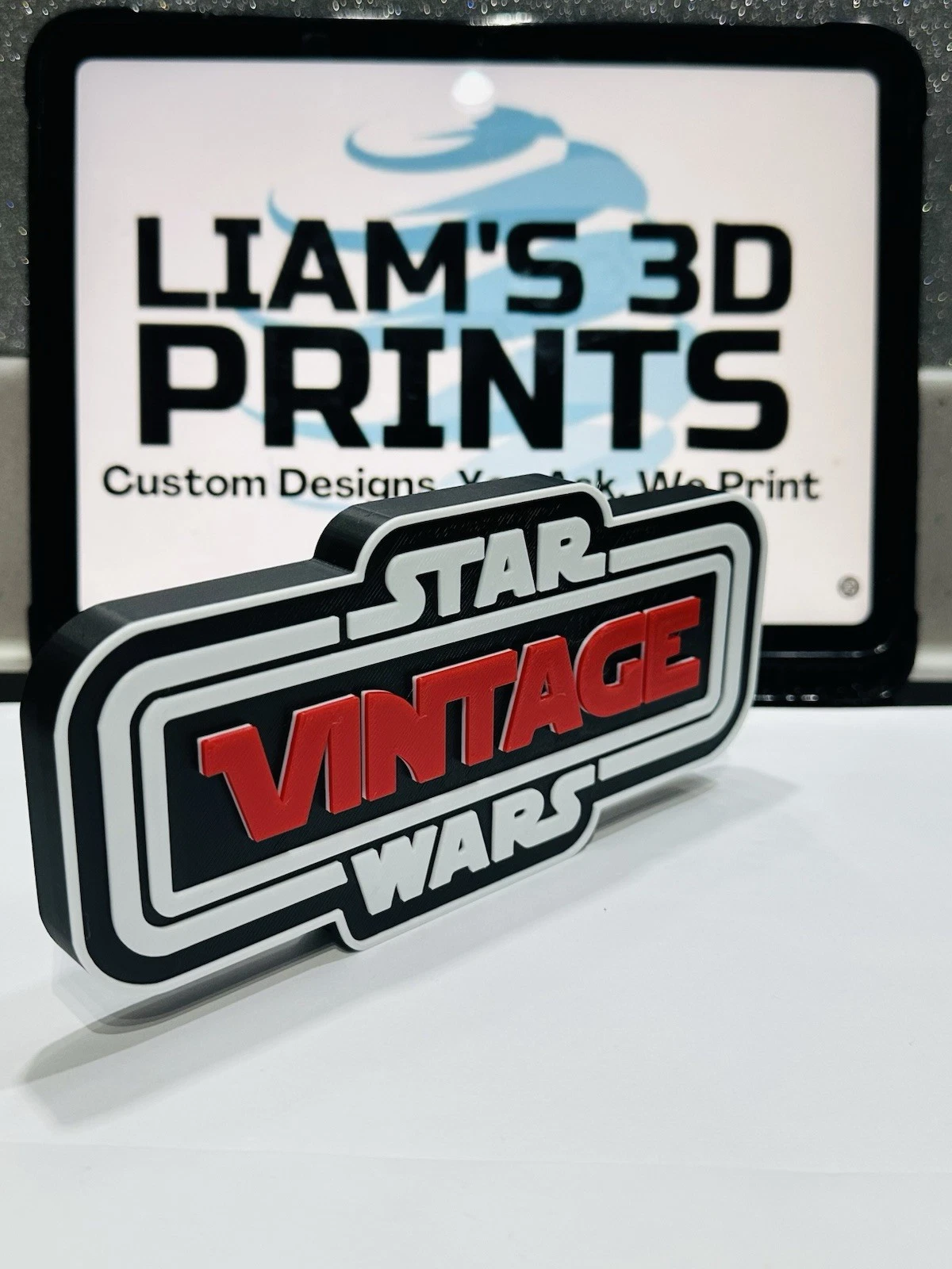 Decorative Star Wars Vintage logo Sign Display Self Standing Retro Toys Figures