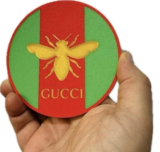 Decorative GG Gucci bee Logo Coaster Room Sign Display 10cm Designer Mancave