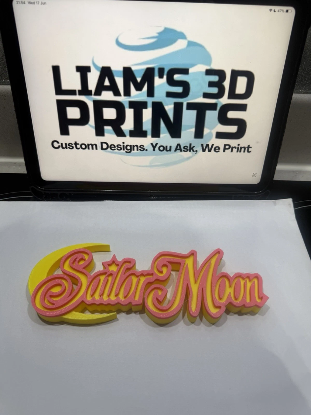 Decorative Sailor Moon Anime Logo 3D Print Self Standing