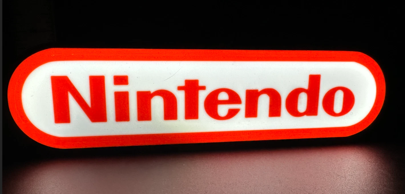 Decorative Nintendo LED Lightbox Sign USB Powered Mancave Gaming Room Display