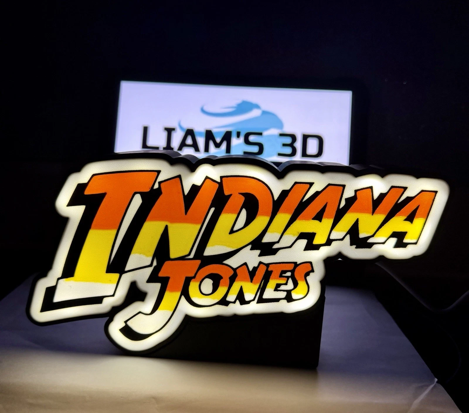 Decorative Indiana Jones LED Lightbox Sign USB Powered Mancave Room Display
