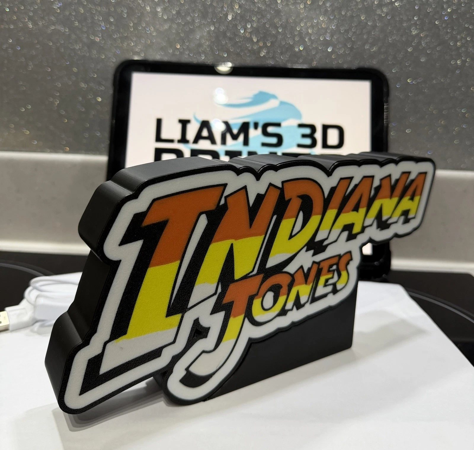 Decorative Indiana Jones LED Lightbox Sign USB Powered Mancave Room Display