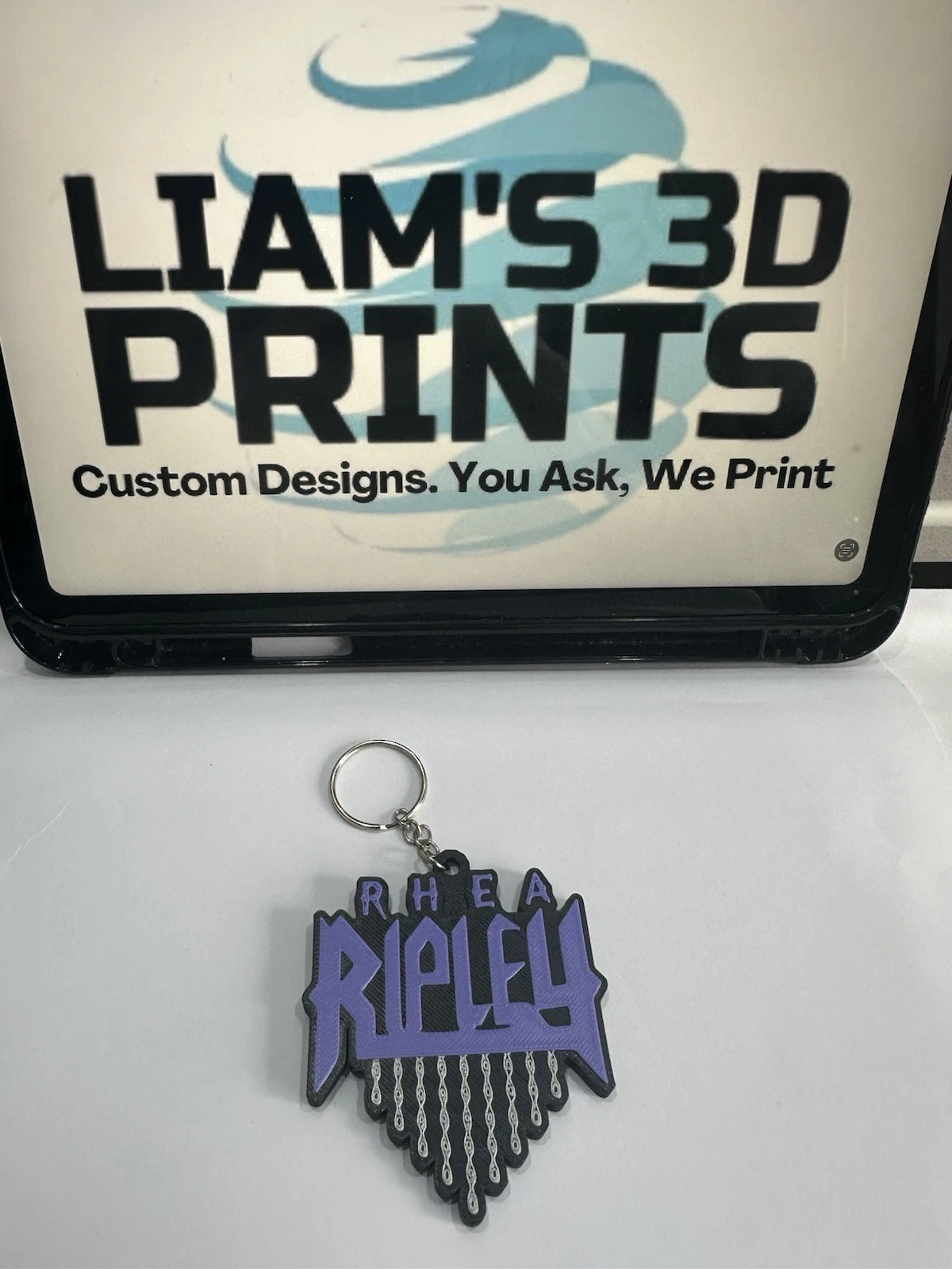 Wrestler Keyring Rhea Ripley Logo Keychain Included Keys Sign Display